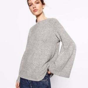 Philosophy Gray Bell Sleeve Sweater Scoop Neck XL